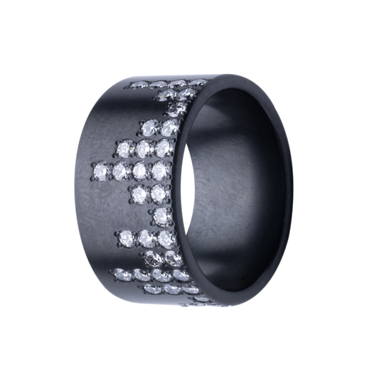 11MM Zirconium Disco-Set Lab Grown Diamond Men's Band