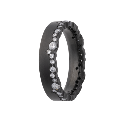 8MM Zirconium Wave Men's Band with Lab Grown Diamonds