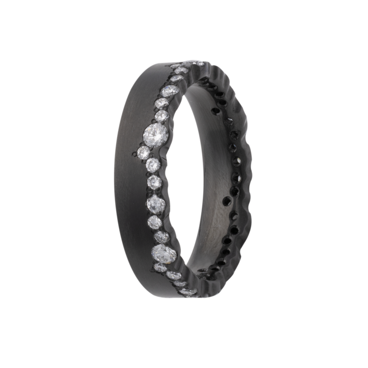 8MM Zirconium Wave Men's Band with Lab Grown Diamonds