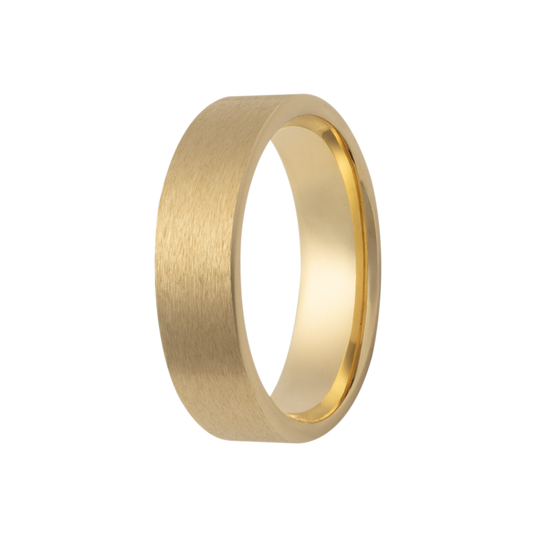 6MM Solid Gold Flat Satin Men's Wedding Band