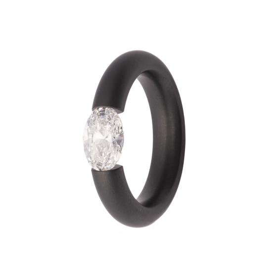 4.5MM Zirconium Tension Band with 1CT Oval Lab Grown Diamond