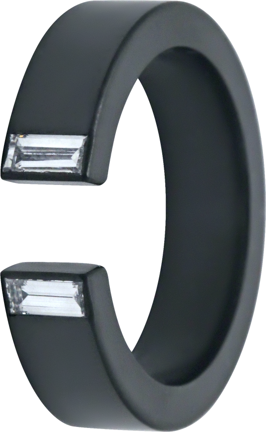5MM Zirconium Open Band with Lab Grown Diamond Baguettes