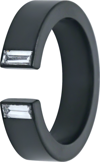 5MM Zirconium Open Band with Lab Grown Diamond Baguettes