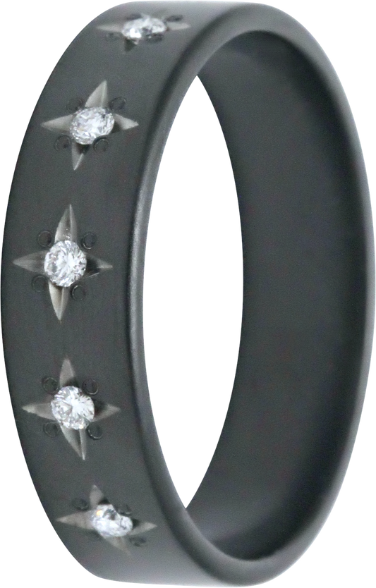 5MM Zirconium Star Band with Lab Grown Diamonds