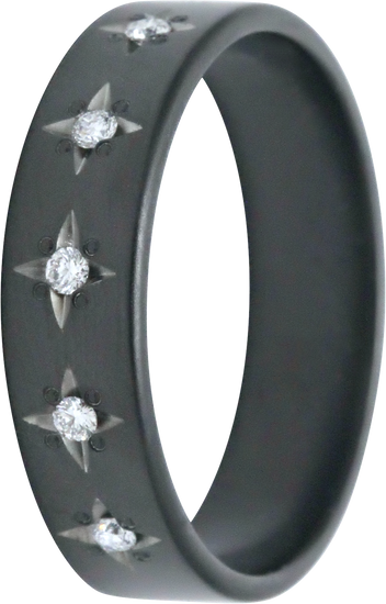 5MM Zirconium Star Band with Lab Grown Diamonds