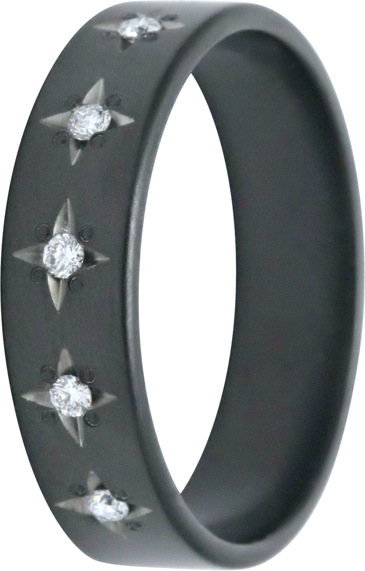 5MM Zirconium Star Band with Lab Grown Diamonds
