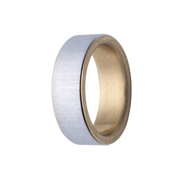 8MM Cobalt Spinner Men's Band with 14K Gold Interior Sleeve