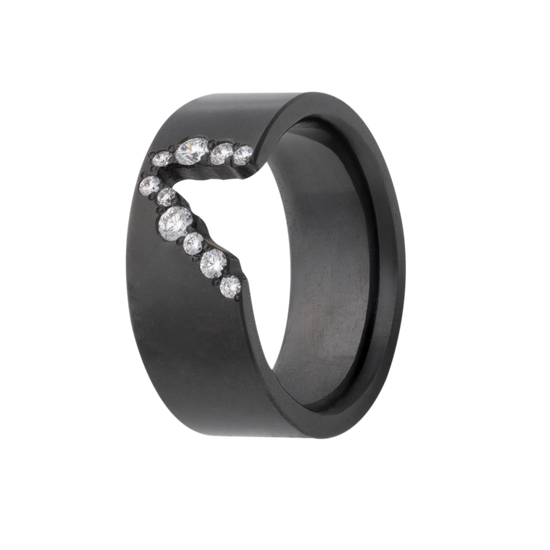 8MM Zirconium Men's Band with 10 Scattered Lab Grown Diamonds