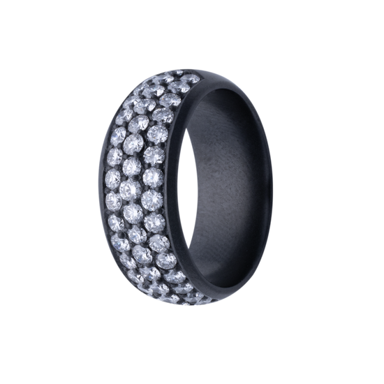 8MM Zirconium Bubble Dome Lab Grown Diamond Pave Men's Band