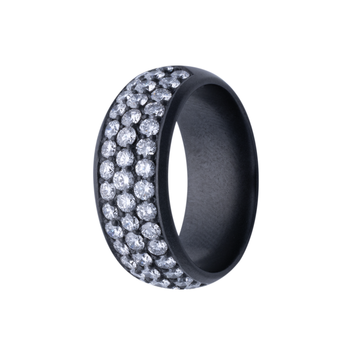8MM Zirconium Bubble Dome Lab Grown Diamond Pave Men's Band