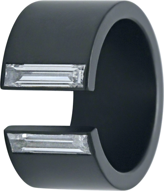 11MM Zirconium Open Men's Band with Lab Grown Diamond Baguettes