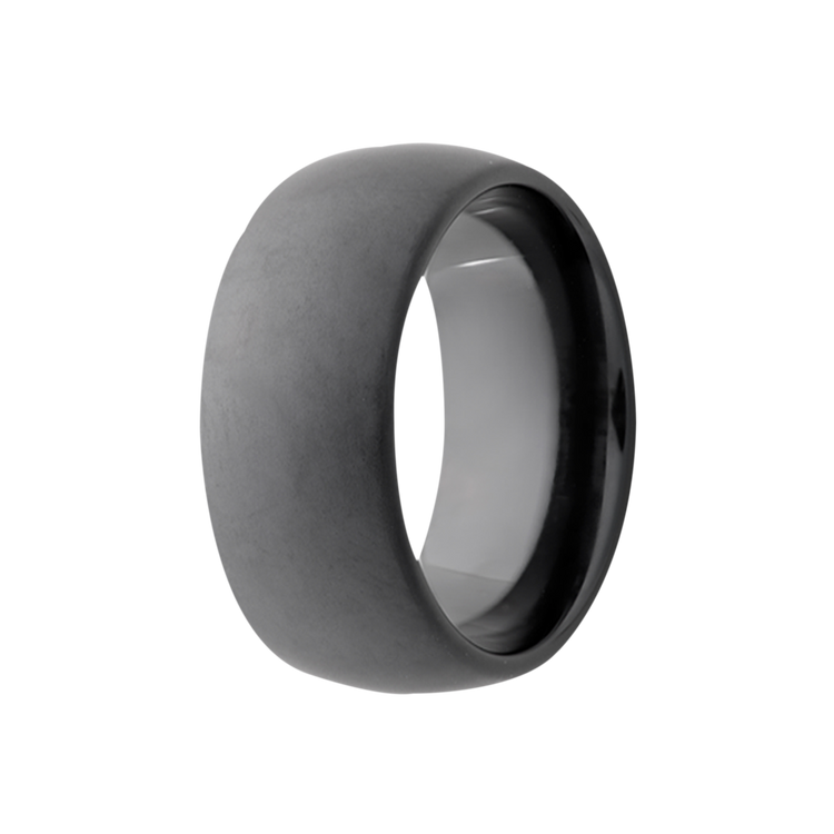 8MM Black Ceramic Matte Dome Men's Band