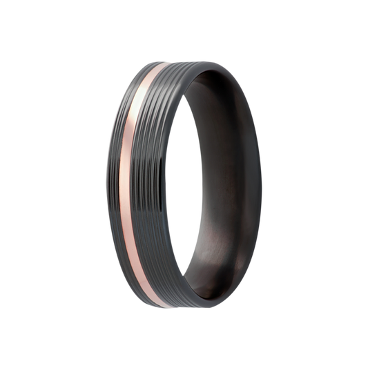 8MM Machined Zirconium Men's Band with 14K Gold Offset Inlay