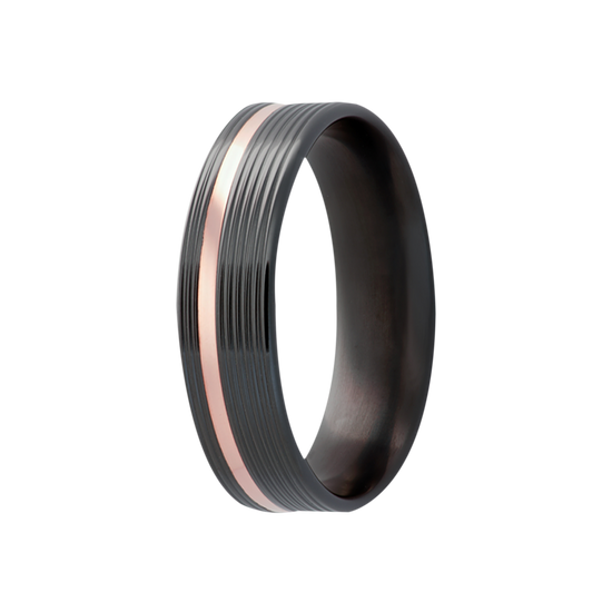 8MM Machined Zirconium Men's Band with 14K Gold Offset Inlay