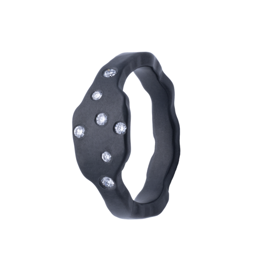 8MM Shaped Zirconium Men's Band with 7 Scattered Lab Grown Diamonds