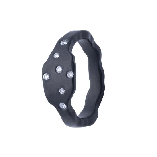 8MM Shaped Zirconium Men's Band with 7 Scattered Lab Grown Diamonds