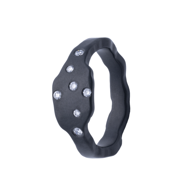 8MM Shaped Zirconium Men's Band with 7 Scattered Lab Grown Diamonds