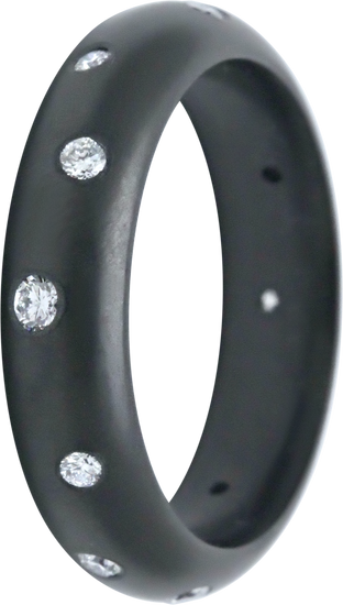 5MM Zirconium Bubble Dome Band with 12 Lab Grown Diamonds
