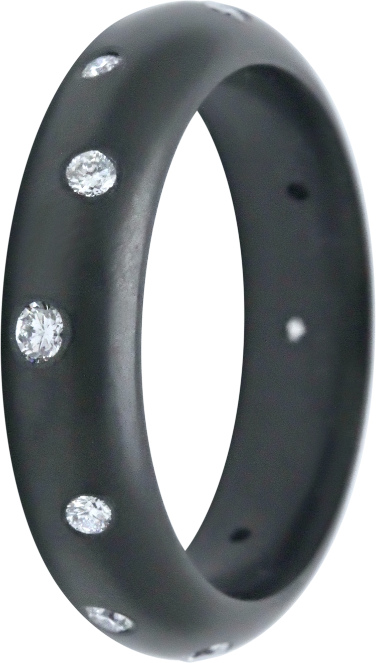 5MM Zirconium Bubble Dome Band with 12 Lab Grown Diamonds