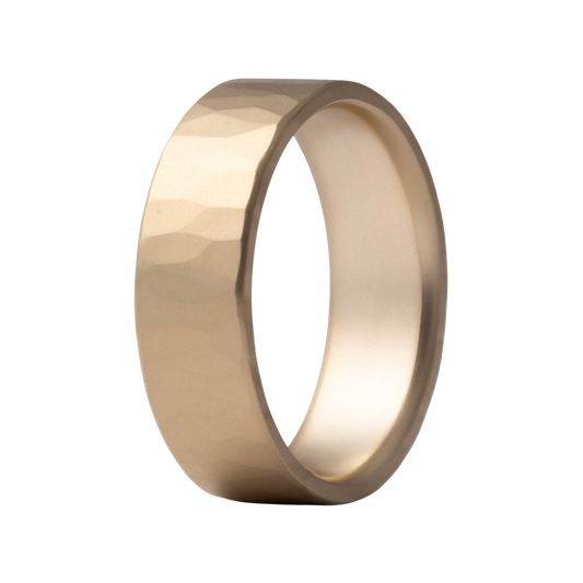 6MM Solid Gold Flat Hand Forged Men's Wedding Band
