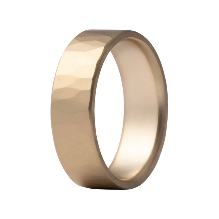 6MM Solid Gold Flat Hand Forged Men's Wedding Band