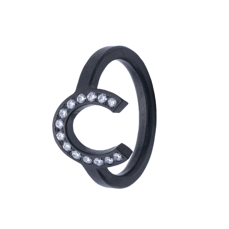 12MM Shaped Zirconium Men's Band with Channel-Set Lab Grown Diamonds