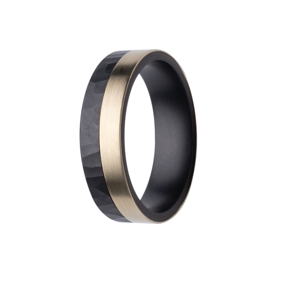 6MM Forged Zirconium Men's Band with 14K Gold Edge Overlay
