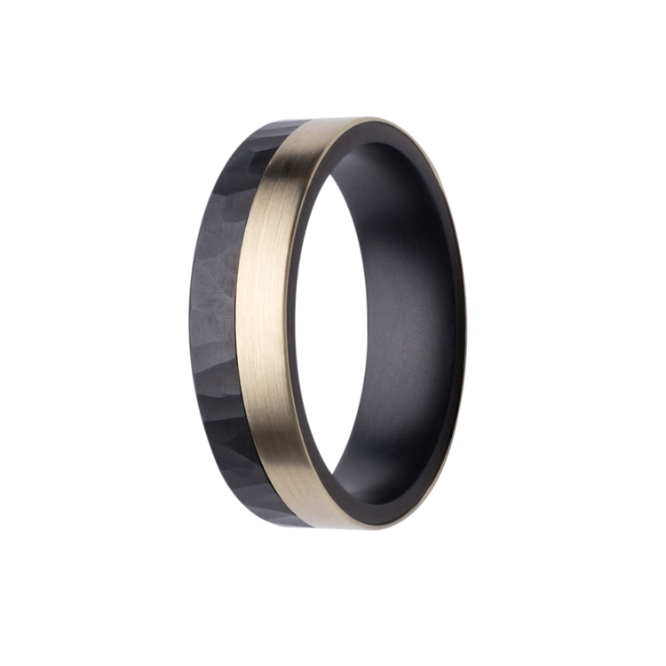 6MM Forged Zirconium Men's Band with 14K Gold Edge Overlay