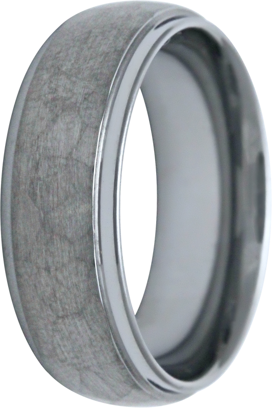 8MM Tungsten Hammered Dome Step Edge Men's Band