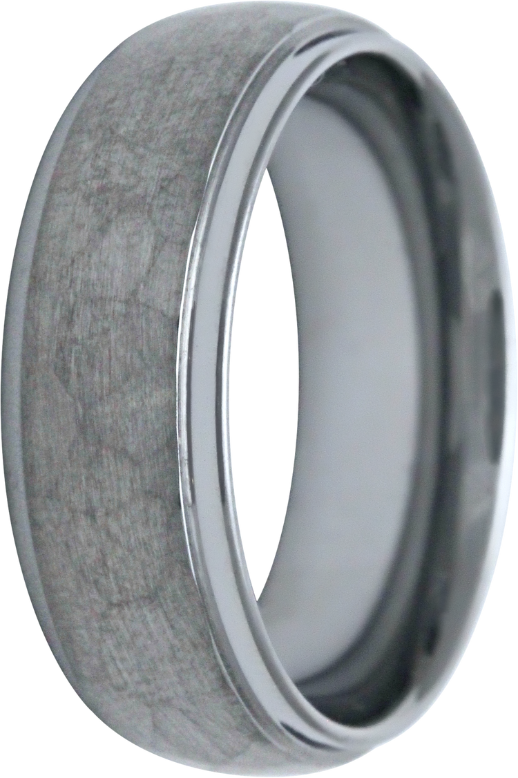 8MM Tungsten Hammered Dome Step Edge Men's Band