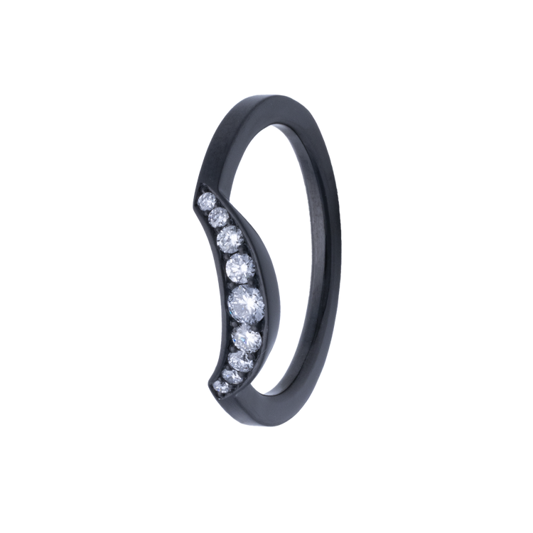 7MM Shaped Zirconium Men's Band with 9 Channel-Set Lab Grown Diamonds