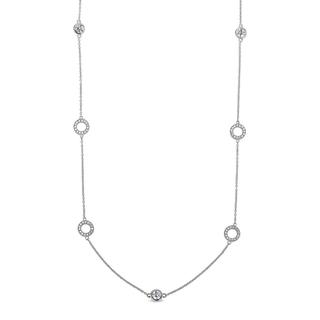 Sterling silver open circle necklace with simulated diamonds
