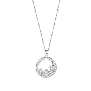 Sterling silver round pendant with simulated diamonds