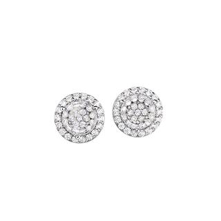 Sterling silver round earrings with simulated diamonds