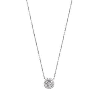 Sterling silver round necklace with simulated diamonds