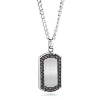 Stainless steel black carbon-fiber dogtag necklace