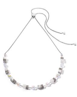 CDL adjustable stainless steel necklace with crystals and rondels