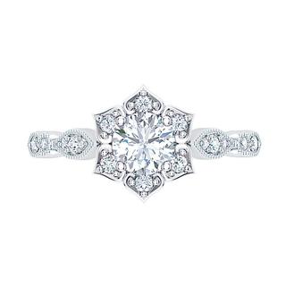 White gold diamond flower engagement ring