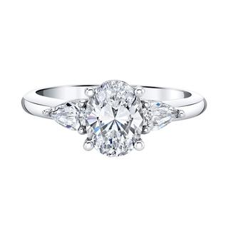 White gold diamond semi-mount engagement ring with pear shapes