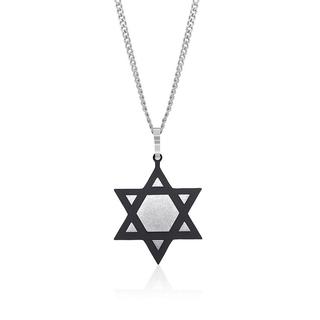Black plated stainless steel Star of David pendant