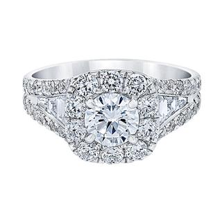 White gold diamond engagement ring with round center stone