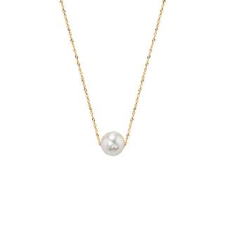 Yellow gold necklace with single freshwater pearl