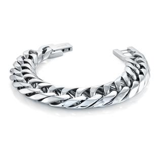 Polished stainless steel double curb bracelet