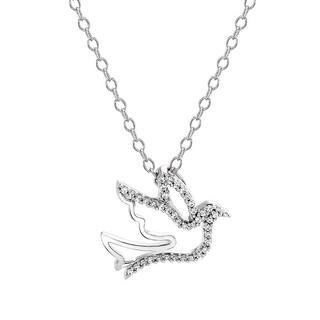 Sterling silver diamond dove pendant