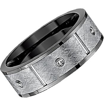 Men's ceramic and tungsten wedding band