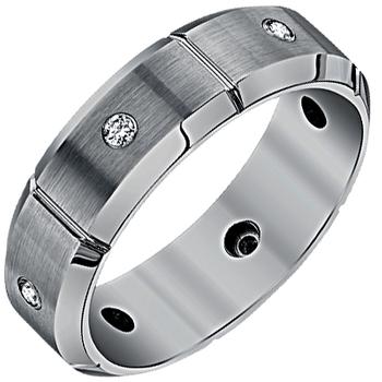 Men's tungsten and diamond wedding band