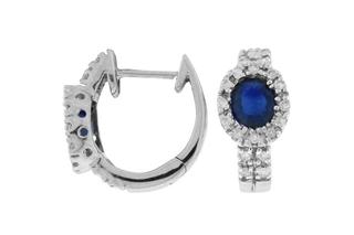 White gold sapphire and diamond huggy earrings