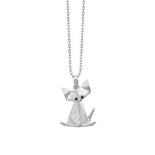 Sterling silver origami cat pendant