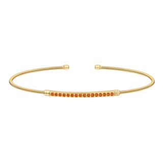 Sterling silver cable cuff bracelet in rose gold with simulated citrine