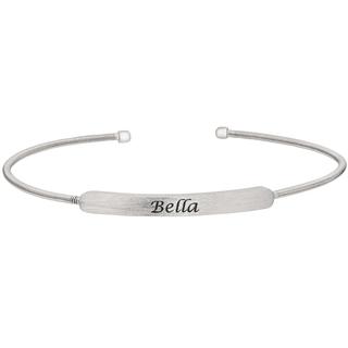 Sterling silver cable cuff bracelet with name plate